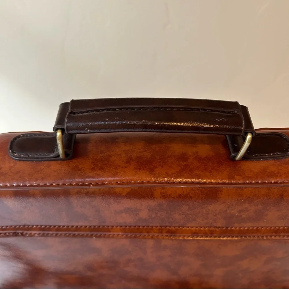 ECOSUSI Vintage Faux Leather Messenger Laptop Bag Satchel Brown with Bow 10x13